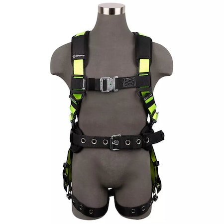 PRO Construction Harness: 1D, QC Chest, TB Legs, Fixed Waist Pad, XL, No Side D-Rings